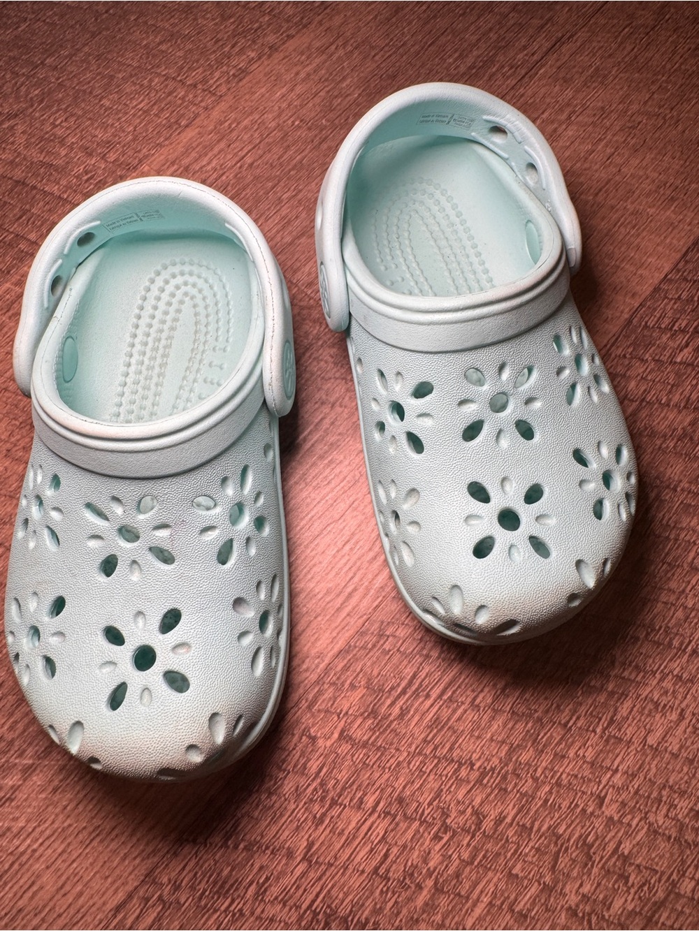 Toddler size 8 floral cut out Crocs